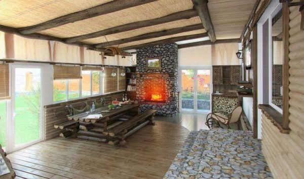 Paredes piedra  comedor rustico