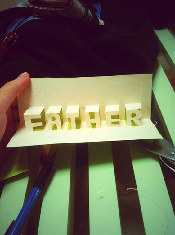 Tarjetas para el día del padre con materiales reciclados en 3D
