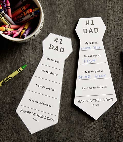 Tarjetas para el día del padre con materiales reciclados corbata