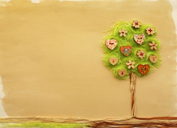 Manualidades para ninos dia del arbol arbol con hilos y botones 