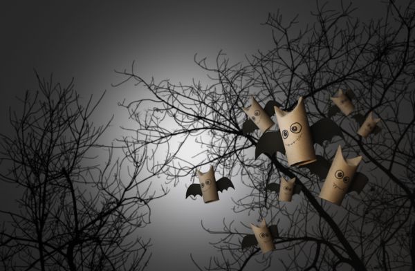Manualidades para niños dia del arbol murcielagos de rollos de carton 