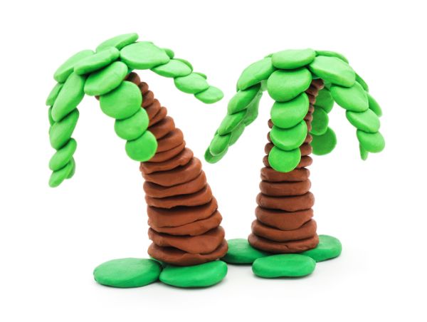 Manualidades para niños dia del arbol palmeras de plastilina