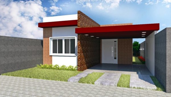 Ideas consejos para hacer fachada casa pequena FOTOS fachada con detalle piedra y roja