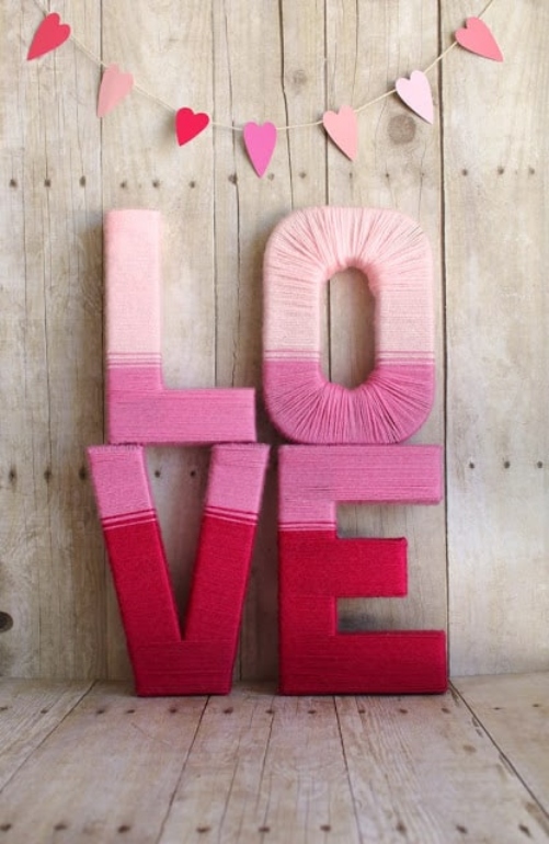 Mejores ideas manualidades hechas a mano para regalar a nuestra pareja letras love hilo