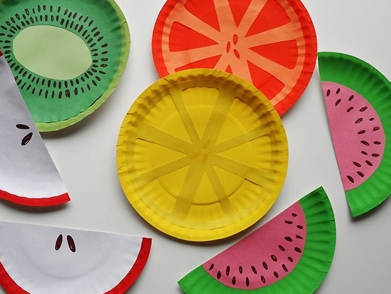 Manualidades faciles de verano para ninos FOTOS frutas plato carton