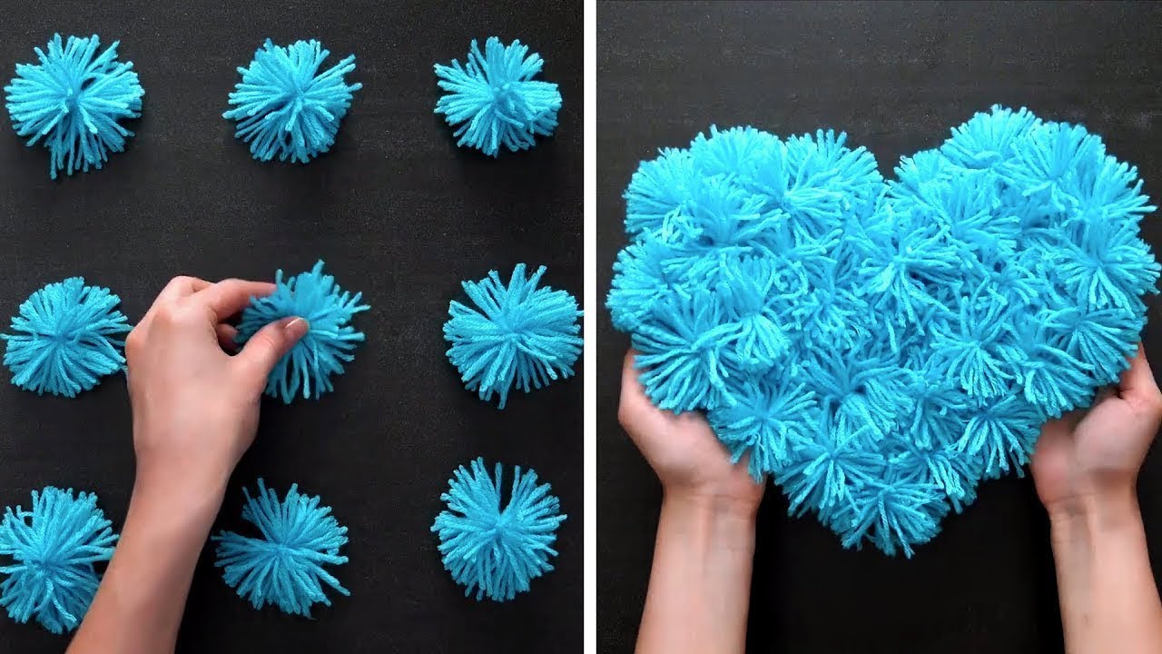 Ideas de manualidades para adultos en verano FOTOS corazon pompones