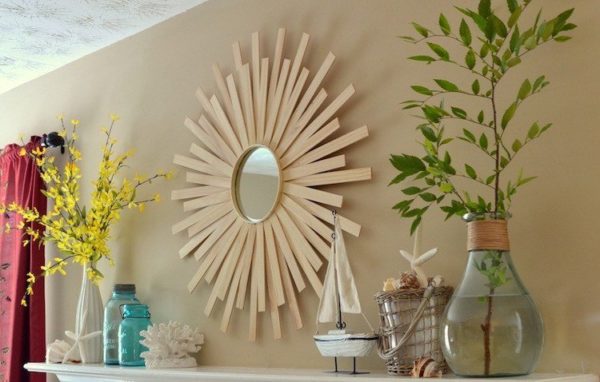 Ideas de manualidades para adultos en verano FOTOS espejo madera