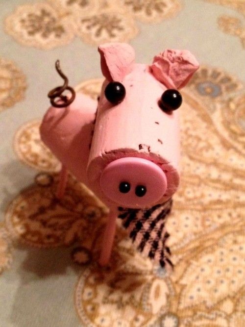 Ideas y consejos para hacer animales con corchos para niños cerdito