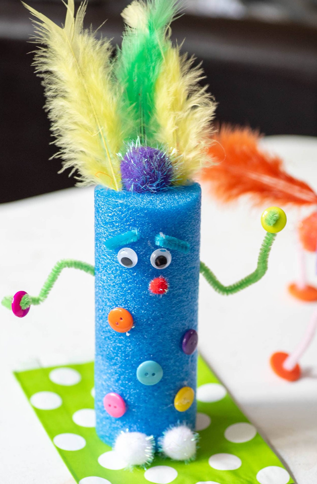 Manualidades para hacer con churros de piscina para ninos muñecos plumas