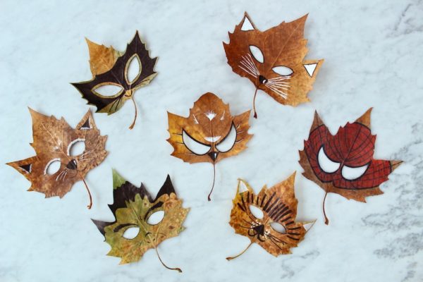 20 ideas para hacer manualidades con hojas secas de los árboles máscaras
